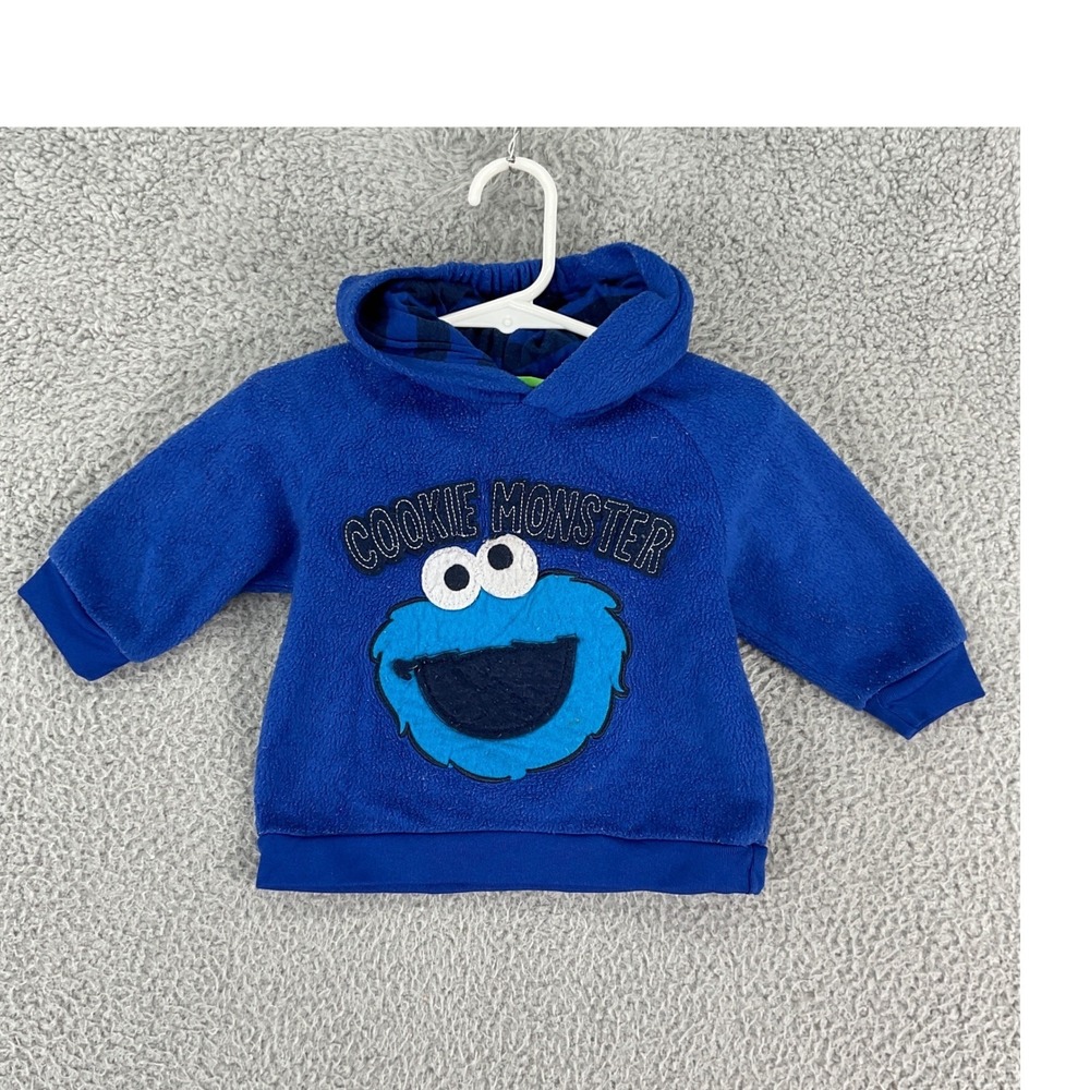 Sesame Street Cookie Monster Hoodie Kids 12M Blue Fleece Graphic Pullover